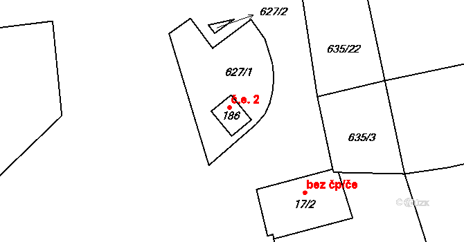 Nesperská Lhota 2, Vlašim na parcele st. 186 v KÚ Nesperská Lhota, Katastrální mapa