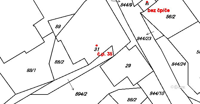 Palič 35, Lipová na parcele st. 31 v KÚ Palič, Katastrální mapa