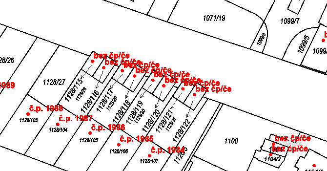 Frýdek-Místek 40321657 na parcele st. 1128/120 v KÚ Místek, Katastrální mapa