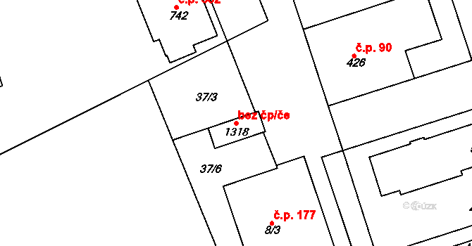 Trutnov 42873657 na parcele st. 1318 v KÚ Poříčí u Trutnova, Katastrální mapa