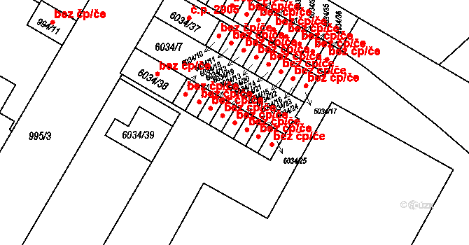 Přerov 43822657 na parcele st. 6034/22 v KÚ Přerov, Katastrální mapa