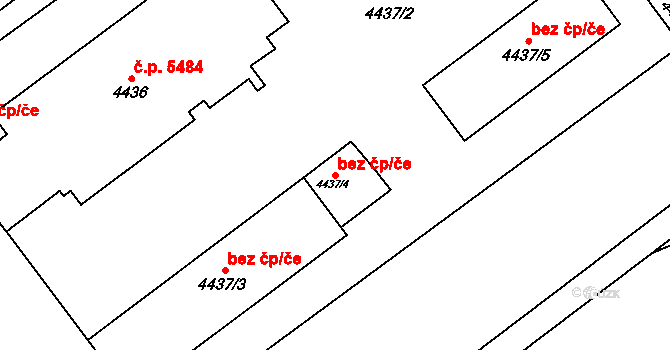 Chomutov 45048657 na parcele st. 4437/4 v KÚ Chomutov I, Katastrální mapa