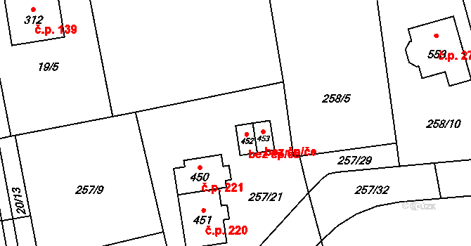 Jíloviště 45720657 na parcele st. 452 v KÚ Jíloviště, Katastrální mapa