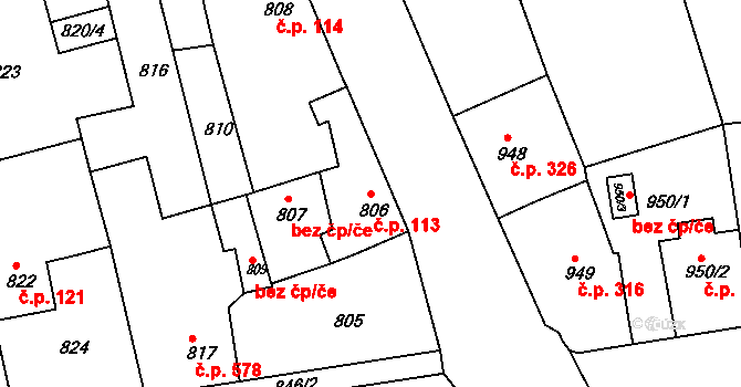 Česká Skalice 113 na parcele st. 806 v KÚ Česká Skalice, Katastrální mapa