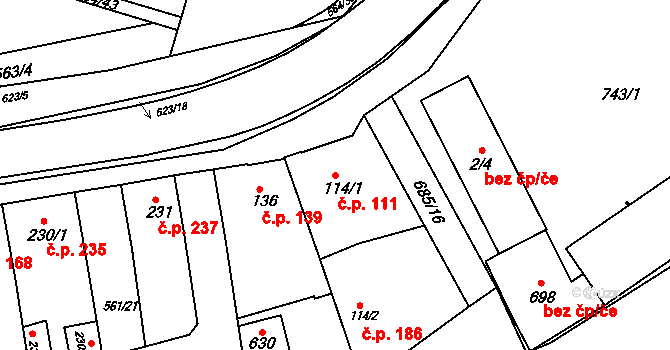 Běloves 111, Náchod na parcele st. 114/1 v KÚ Běloves, Katastrální mapa