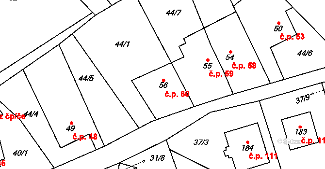 Termesivy 60, Havlíčkův Brod na parcele st. 56 v KÚ Termesivy, Katastrální mapa