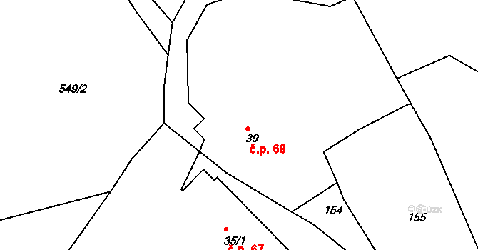 Ohnišov 68 na parcele st. 39 v KÚ Ohnišov, Katastrální mapa