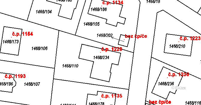 Pečky 1228 na parcele st. 1468/234 v KÚ Pečky, Katastrální mapa