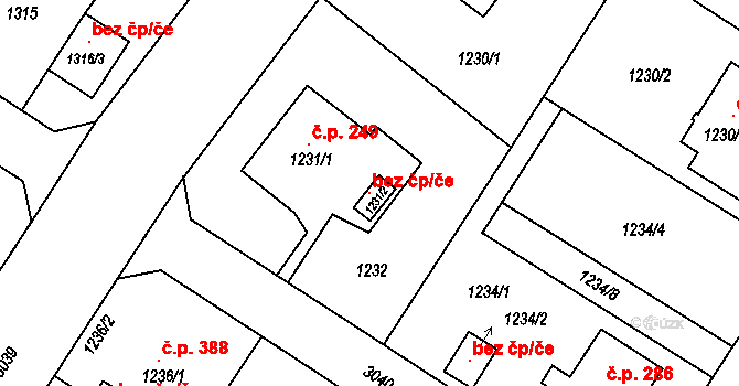 Plzeň 98840657 na parcele st. 1231/2 v KÚ Bolevec, Katastrální mapa