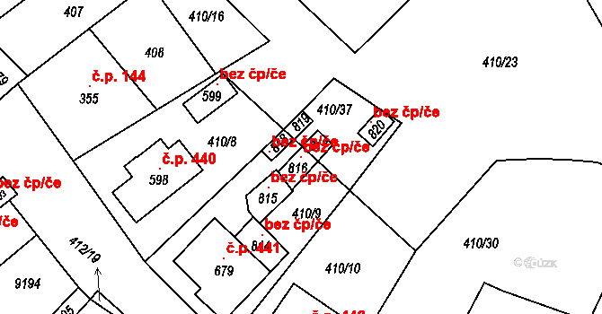 Hostěradice 104493658 na parcele st. 816 v KÚ Hostěradice na Moravě, Katastrální mapa