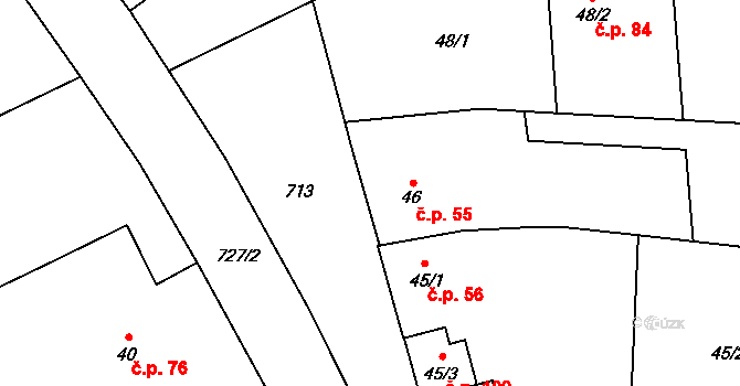 Býškovice 55 na parcele st. 46 v KÚ Býškovice, Katastrální mapa