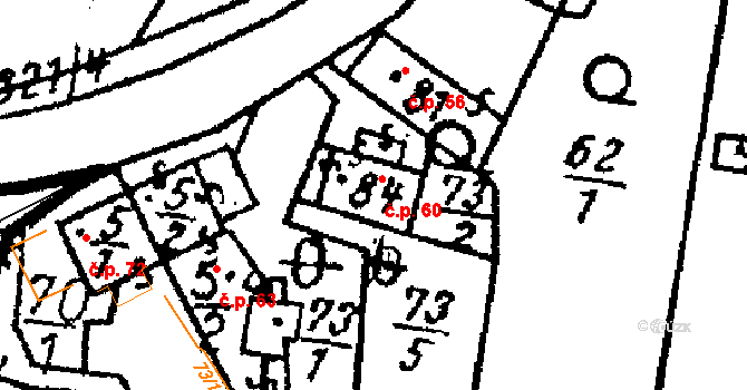Dobřeň 60, Suchdol na parcele st. 84 v KÚ Dobřeň u Kutné Hory, Katastrální mapa