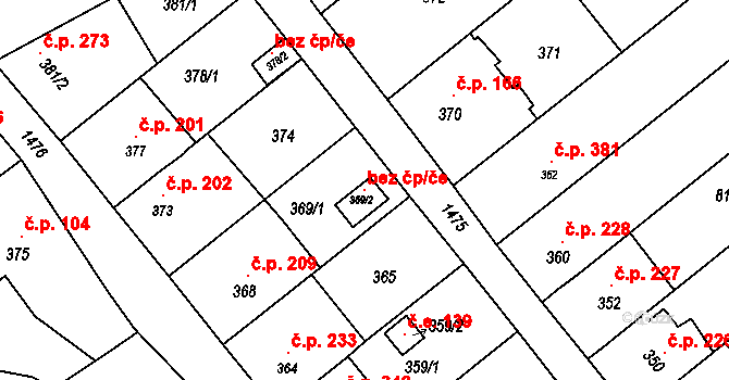 Olomučany 120363658 na parcele st. 369/2 v KÚ Olomučany, Katastrální mapa