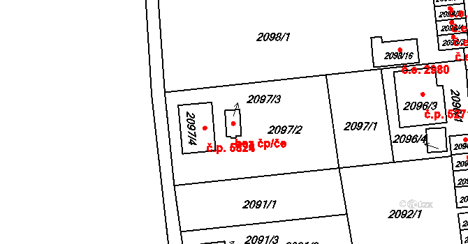 Jihlava 12349658 na parcele st. 2097/3 v KÚ Jihlava, Katastrální mapa