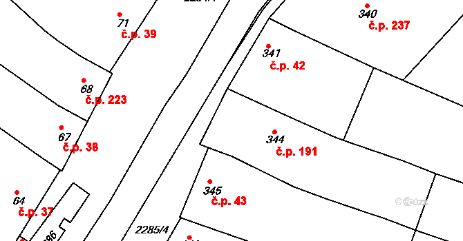 Svatobořice 191, Svatobořice-Mistřín na parcele st. 344 v KÚ Svatobořice, Katastrální mapa