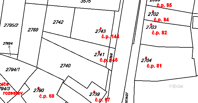 Nosálovice 145, Vyškov na parcele st. 2741 v KÚ Vyškov, Katastrální mapa
