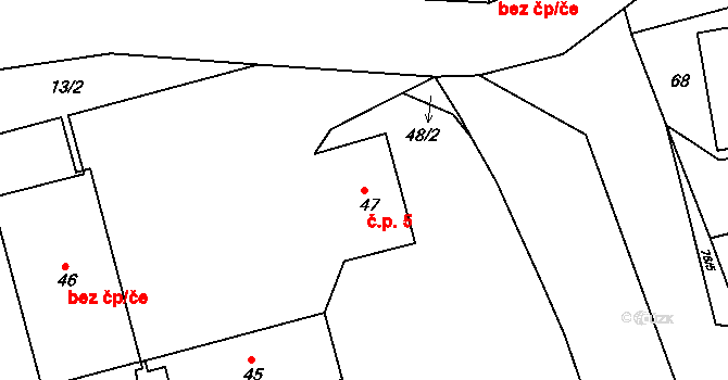 Chotíkov 5, Kynšperk nad Ohří na parcele st. 47 v KÚ Chotíkov u Kynšperka nad Ohří, Katastrální mapa