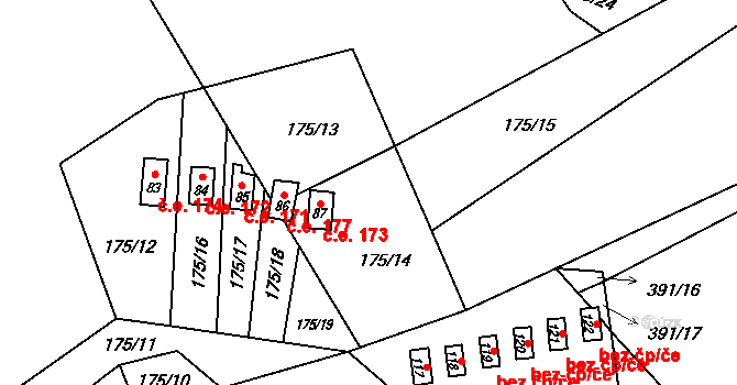 Soběšovice 173 na parcele st. 87 v KÚ Dolní Soběšovice, Katastrální mapa