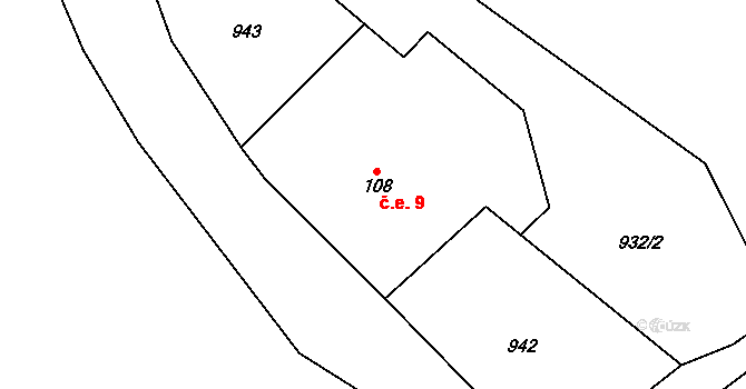 Broumov 9 na parcele st. 108 v KÚ Broumov u Zadního Chodova, Katastrální mapa