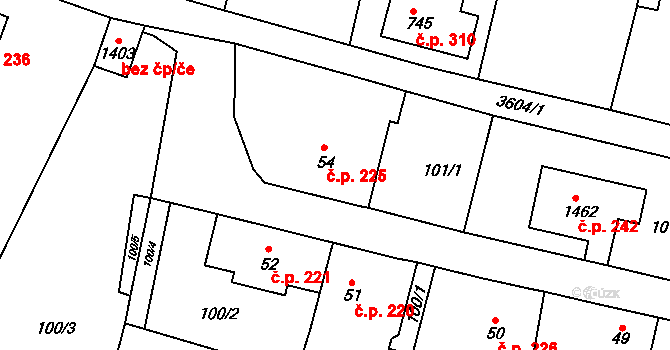 Cvikov I 225, Cvikov na parcele st. 54 v KÚ Cvikov, Katastrální mapa