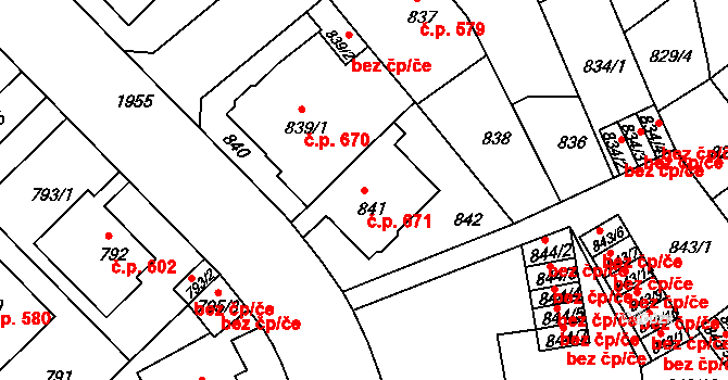 Klíše 671, Ústí nad Labem na parcele st. 841 v KÚ Klíše, Katastrální mapa