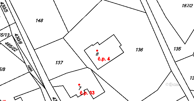 Litice nad Orlicí 4, Záchlumí na parcele st. 8 v KÚ Litice nad Orlicí, Katastrální mapa