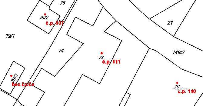 Šunychl 111, Bohumín na parcele st. 73 v KÚ Kopytov, Katastrální mapa