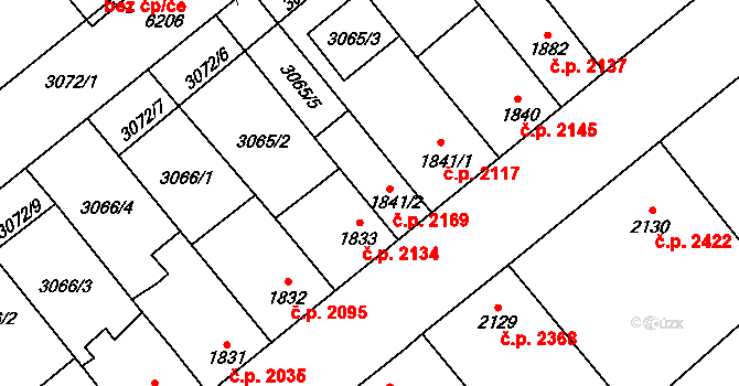 Břeclav 2169 na parcele st. 1841/2 v KÚ Břeclav, Katastrální mapa