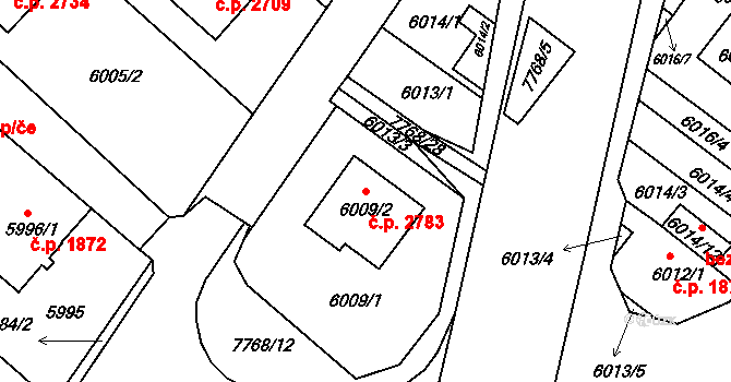Frýdek 2783, Frýdek-Místek na parcele st. 6009/2 v KÚ Frýdek, Katastrální mapa