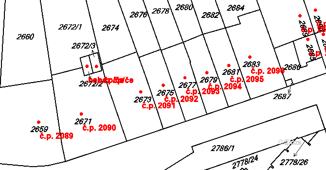 Žižkov 2092, Praha na parcele st. 2675 v KÚ Žižkov, Katastrální mapa