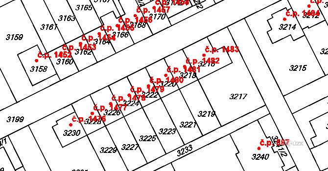 Záběhlice 1481, Praha na parcele st. 3220 v KÚ Záběhlice, Katastrální mapa