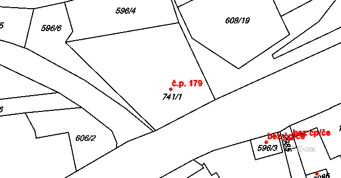 Dolní Předměstí 179, Trutnov na parcele st. 741/1 v KÚ Trutnov, Katastrální mapa