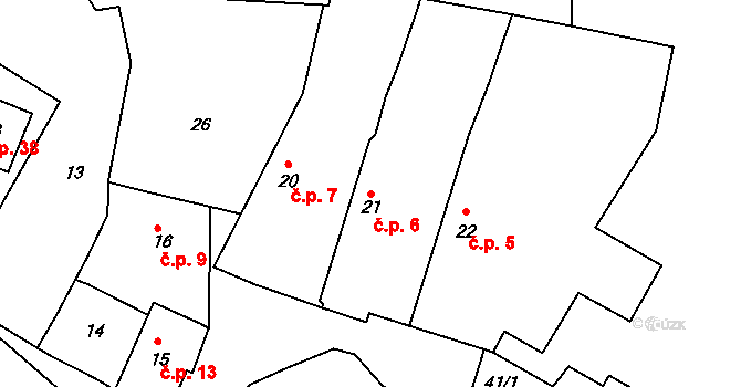 Sedlov 6, Ratboř na parcele st. 21 v KÚ Sedlov, Katastrální mapa