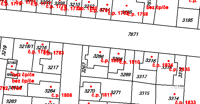 Prostějov 1809 na parcele st. 3266 v KÚ Prostějov, Katastrální mapa