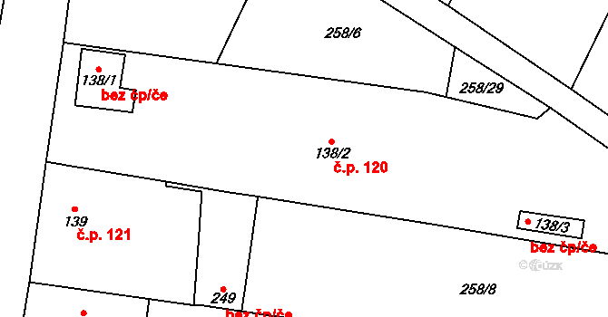 Popovice 120, Jičín na parcele st. 138/2 v KÚ Popovice u Jičína, Katastrální mapa