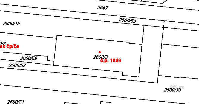 Holešov 1646 na parcele st. 2600/3 v KÚ Holešov, Katastrální mapa