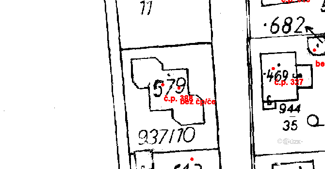 Osek 388 na parcele st. 579 v KÚ Osek u Rokycan, Katastrální mapa