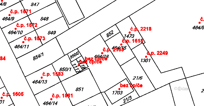 Nový Jičín 2153 na parcele st. 464/18 v KÚ Nový Jičín-Horní Předměstí, Katastrální mapa