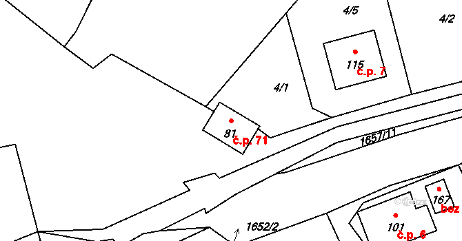 Čechtín 71 na parcele st. 81 v KÚ Čechtín, Katastrální mapa