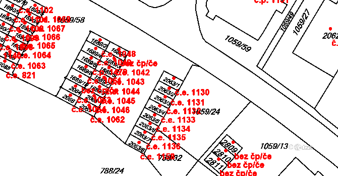 Uherské Hradiště 1131 na parcele st. 2063/2 v KÚ Uherské Hradiště, Katastrální mapa