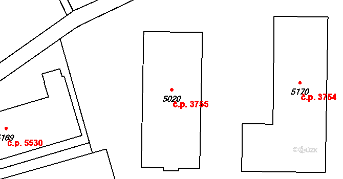 Zlín 3755 na parcele st. 5020 v KÚ Zlín, Katastrální mapa
