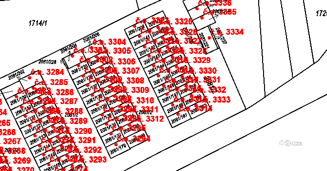 Prostřední Suchá 3317, Havířov na parcele st. 2081/146 v KÚ Prostřední Suchá, Katastrální mapa
