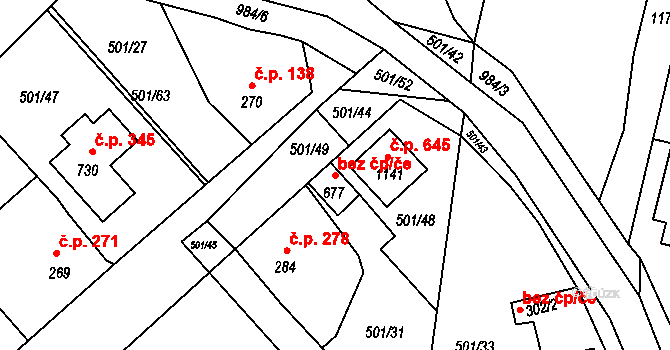 Nučice 39613658 na parcele st. 677 v KÚ Nučice u Rudné, Katastrální mapa