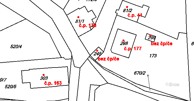 Cheb 44681658 na parcele st. 245 v KÚ Starý Hrozňatov, Katastrální mapa