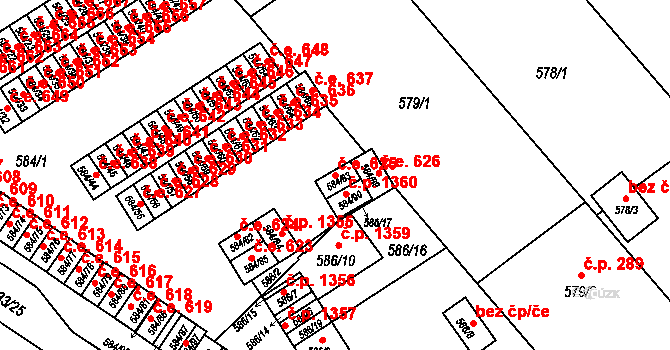Ráj 625, Karviná na parcele st. 584/83 v KÚ Ráj, Katastrální mapa