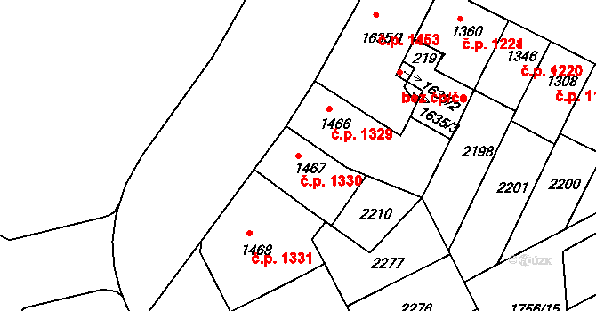 Slaný 1330 na parcele st. 1467 v KÚ Slaný, Katastrální mapa