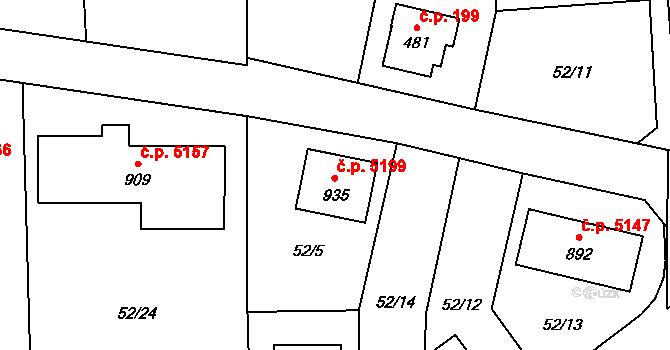Kokonín 5199, Jablonec nad Nisou na parcele st. 935 v KÚ Kokonín, Katastrální mapa