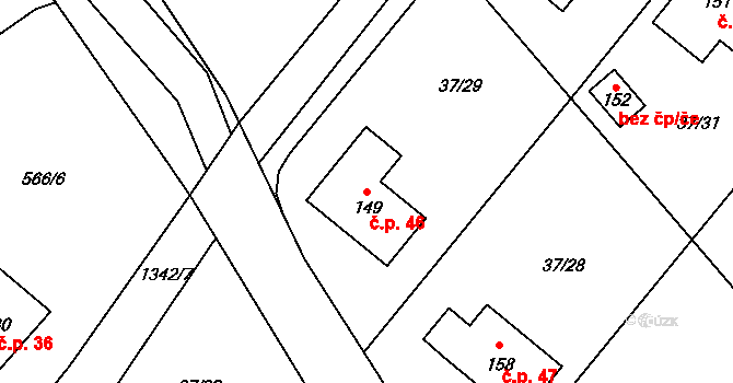 Kvasejovice 46, Sedlec-Prčice na parcele st. 149 v KÚ Kvasejovice, Katastrální mapa