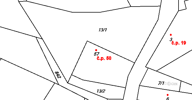 Drahenický Málkov 50, Blatná na parcele st. 57 v KÚ Drahenický Málkov, Katastrální mapa