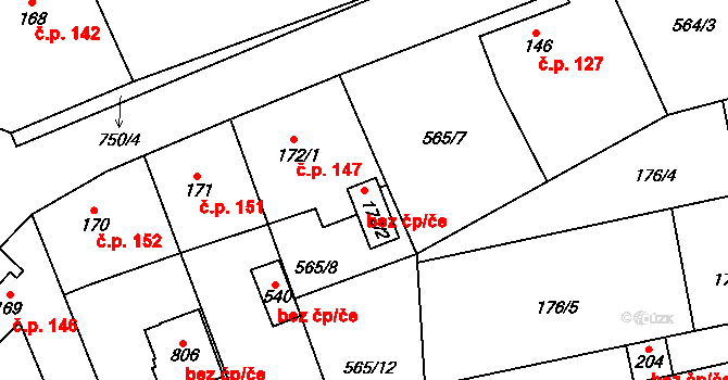 Nová Ves pod Pleší 94948658 na parcele st. 172/2 v KÚ Nová Ves pod Pleší, Katastrální mapa